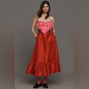 Hutch Elegant Pink and Red Strapless Dress